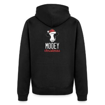 Kuh Weihnachtskostüm - Unisex Premium Bio Zip Hoodie - Schwarz - Hinten - Nico (187cm)