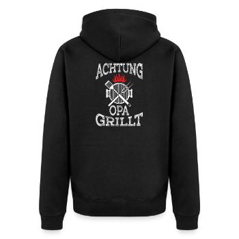 Opa - Unisex Premium Bio Zip Hoodie - Schwarz - Hinten - Nico (187cm)