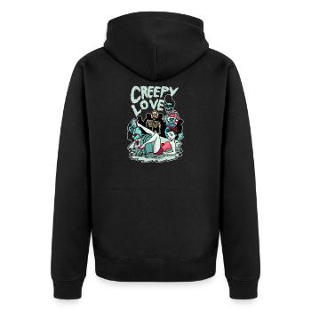 Creepy Love I Gift for Horror & Rock Fan - Unisex Premium Organic Zip Hoodie - black - Back - Nico (187cm)