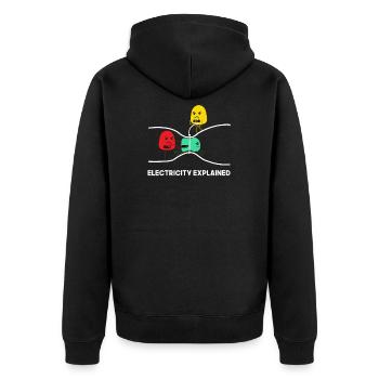 Elektriker Elektrik Elektroniker Handwerker - Unisex Premium Bio Zip Hoodie - Schwarz - Hinten - Nico (187cm)