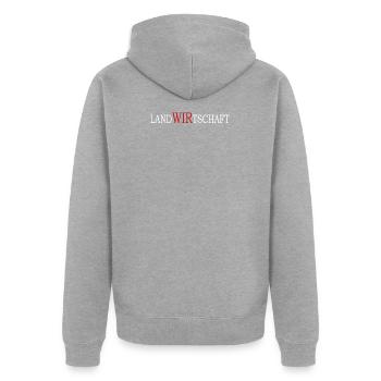 Landwirtschaft - Unisex Premium Bio Zip Hoodie - Grau meliert - Hinten - Nico (187cm)
