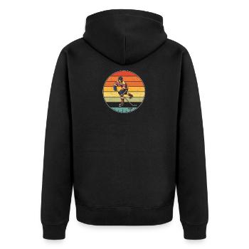 Vintage Hockeyspieler - Unisex Premium Bio Zip Hoodie - Schwarz - Hinten - Nico (187cm)