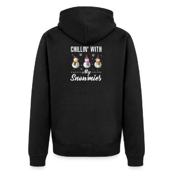 Chillin' with my snowmies - Unisex Premium Bio Zip Hoodie - Schwarz - Hinten - Nico (187cm)