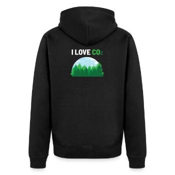 I Love CO2 - Unisex Premium Organic Zip Hoodie - black - Back - Nico (187cm)