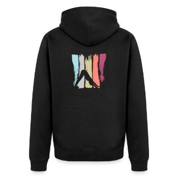 Yoga Hund Stellung Meditation Symbol Geschenk - Unisex Premium Bio Zip Hoodie - Schwarz - Hinten - Nico (187cm)