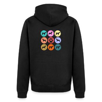 Hunde - Unisex Premium Bio Zip Hoodie - Schwarz - Hinten - Nico (187cm)