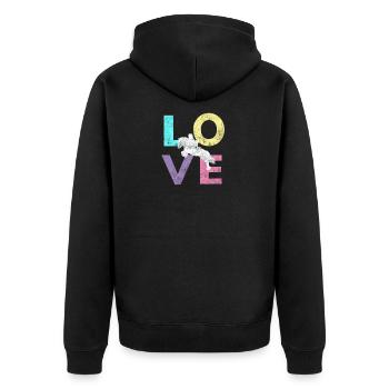 Cute Horse Love gift for lovers of horses - Unisex Premium Organic Zip Hoodie - black - Back - Nico (187cm)