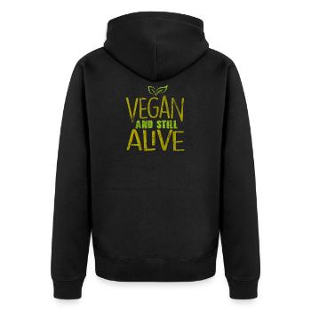 Vegan - Unisex Premium Organic Zip Hoodie - black - Back - Nico (187cm)