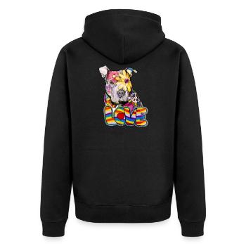 Pitbull - Peace Love et Pitbulls - Veste à capuche bio Premium Unisexe - noir - Dos - Nico (187cm)