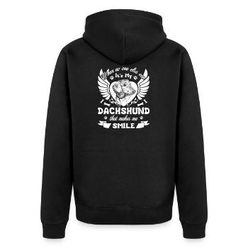 Dackel Dackel Lassen Sie mich lächeln - Unisex Premium Bio Zip Hoodie - Schwarz - Hinten - Nico (187cm)