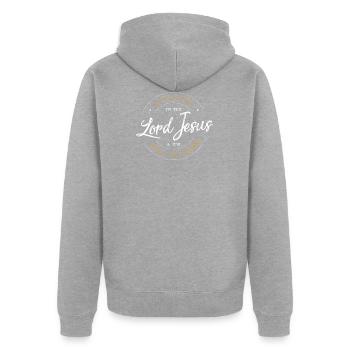 Don de Jésus Chrétien - Veste à capuche bio Premium Unisexe - gris chiné - Dos - Nico (187cm)