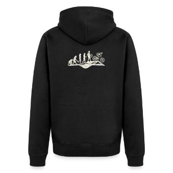 Downhill Mountain Bike Evolution MTB Evolution - Unisex Premium Bio Zip Hoodie - Schwarz - Hinten - Nico (187cm)