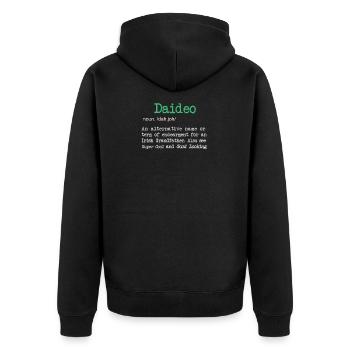 Funny Daideo definition for an Irish Grandpa - Unisex Premium Organic Zip Hoodie - black - Back - Nico (187cm)