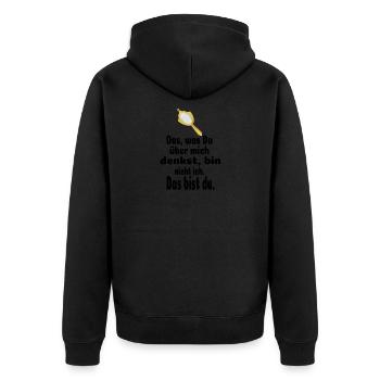 Spiegel Spiegelbild Selbstreflektion - Unisex Premium Bio Zip Hoodie - Schwarz - Hinten - Nico (187cm)