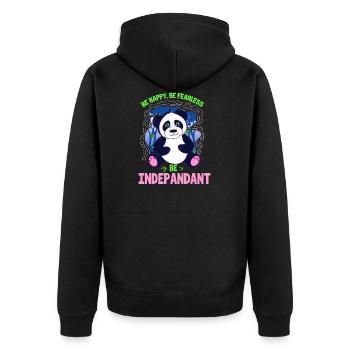 Soyez heureux Soyez intrépide Soyez Indepandant Panda Pun - Veste à capuche bio Premium Unisexe - noir - Dos - Nico (187cm)