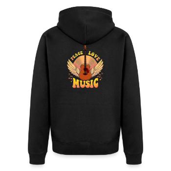 Süßes Peace Love Music Hippie Hipster Festival - Unisex Premium Bio Zip Hoodie - Schwarz - Hinten - Nico (187cm)