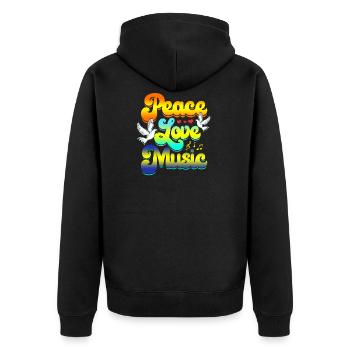 Peace Love Music Rave Festival Musical Hippie - Veste à capuche bio Premium Unisexe - noir - Dos - Nico (187cm)