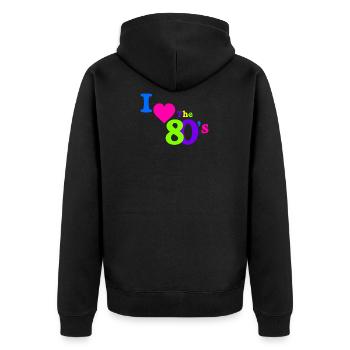 Ich herz die 80er Jahre - Unisex Premium Bio Zip Hoodie - Schwarz - Hinten - Nico (187cm)