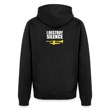 I DESTROY SILENCE Marching Band - Unisex Premium Bio Zip Hoodie - Schwarz - Hinten - Nico (187cm)