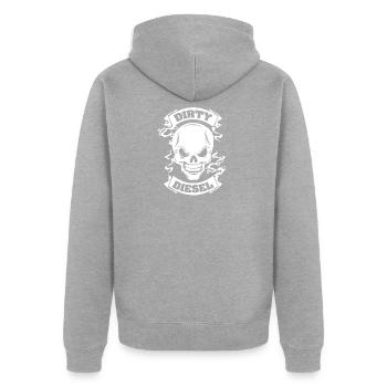 Anti Dieselfahrverbot - Unisex Premium Bio Zip Hoodie - Grau meliert - Hinten - Nico (187cm)