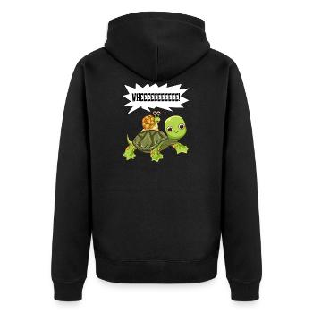 Lustiges Schneckenreiten auf der Schildkröte, die Whee schreit - Unisex Premium Bio Zip Hoodie - Schwarz - Hinten - Nico (187cm)