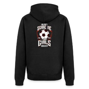 Niedlich, du erschreckst mich nicht Ich trainiere Mädchenfußball - Unisex Premium Bio Zip Hoodie - Schwarz - Hinten - Nico (187cm)