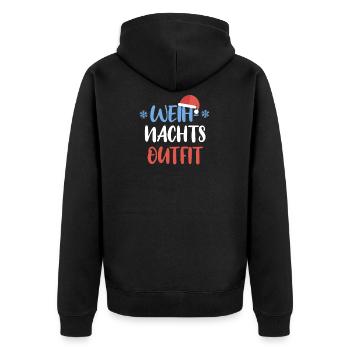 Weihnachtsoutfit Weihnachten Weihnachtsgeschenk - Unisex Premium Bio Zip Hoodie - Schwarz - Hinten - Nico (187cm)