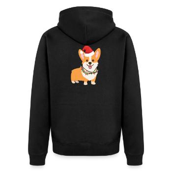 Christmas Pembroke Welsh Corgi - Unisex Premium Organic Zip Hoodie - black - Back - Nico (187cm)