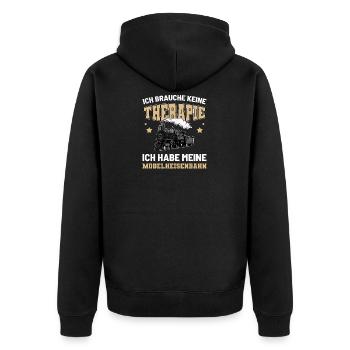 Modellzüge Lokomotivfahrzeug - Unisex Premium Bio Zip Hoodie - Schwarz - Hinten - Nico (187cm)