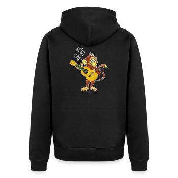 Funny Music Monkey Chimpanzee Guitar Player Gift - Unisex Premium Organic Zip Hoodie - black - Back - Nico (187cm)