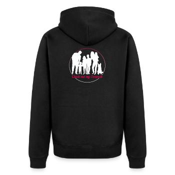 Sixpack Familie Geschwister Söhner und Haverie - Unisex Premium Bio Zip Hoodie - Schwarz - Hinten - Nico (187cm)