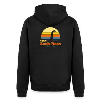 Nessie Besuch Loch Ness Nessie Touren legendär - Unisex Premium Bio Zip Hoodie - Schwarz - Hinten - Nico (187cm)