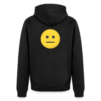 Funny Straight Face Emoticon Nettes neutrales Gesicht - Unisex Premium Bio Zip Hoodie - Schwarz - Hinten - Nico (187cm)