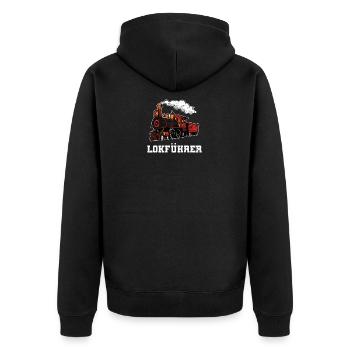 Züge Lokomotivführer - Unisex Premium Bio Zip Hoodie - Schwarz - Hinten - Nico (187cm)
