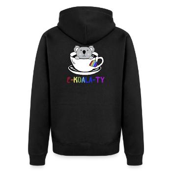 Regenbogen-Flaggen-Gay Pride-Koala-Geschenk-Design-Idee - Unisex Premium Bio Zip Hoodie - Schwarz - Hinten - Nico (187cm)