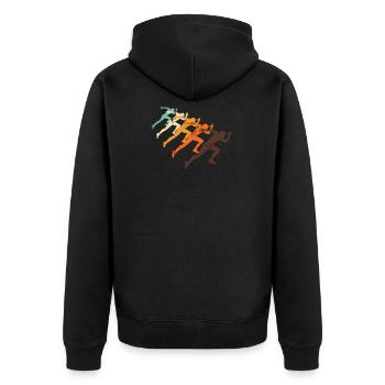 Retro Sprint Runner Athlete Marathon Athletics - Unisex Premium Organic Zip Hoodie - black - Back - Nico (187cm)