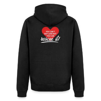 Rescue Dog Adopt Ne pas acheter Shop Shelter Dog Love - Veste à capuche bio Premium Unisexe - noir - Dos - Nico (187cm)