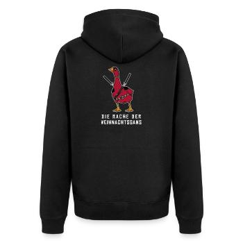 Die Rache der Weihnachtsgans Superheld Ninja Gans - Unisex Premium Bio Zip Hoodie - Schwarz - Hinten - Nico (187cm)