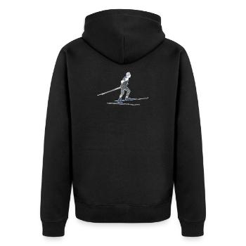 Langläufer mit Skiern beim Skating - Unisex Premium Bio Zip Hoodie - Schwarz - Hinten - Nico (187cm)