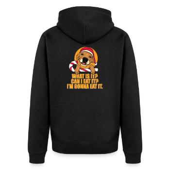 Weihnachtshund Weihnachten Hunde Geschenk - Unisex Premium Bio Zip Hoodie - Schwarz - Hinten - Nico (187cm)