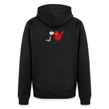 Er meow funny worm and bird funny gift - Unisex Premium Organic Zip Hoodie - black - Back - Nico (187cm)