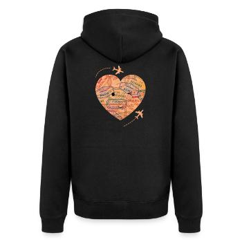 Bon Voyage - Unisex Premium Bio Zip Hoodie - Schwarz - Hinten - Nico (187cm)
