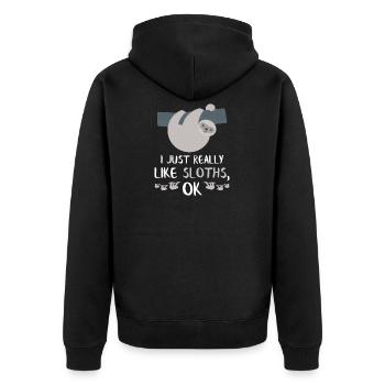 Cadeau drôle de paresse Fille drôle qui aime les paresseux - Veste à capuche bio Premium Unisexe - noir - Dos - Nico (187cm)