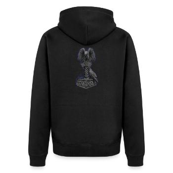 Mjölnir Thors Hammer Und Odins Raben - Unisex Premium Bio Zip Hoodie - Schwarz - Hinten - Nico (187cm)