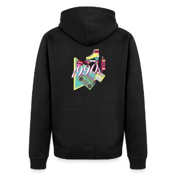 1990er Besten Jahre Retro Outfit - Unisex Premium Bio Zip Hoodie - Schwarz - Hinten - Nico (187cm)