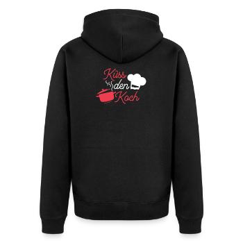Küss den Koch - Unisex Premium Bio Zip Hoodie - Schwarz - Hinten - Nico (187cm)