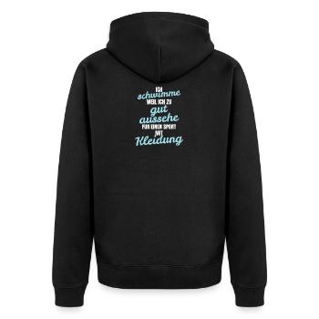 Lustig Schwimmen Spruch Schwimmer Geschenk - Unisex Premium Bio Zip Hoodie - Schwarz - Hinten - Nico (187cm)