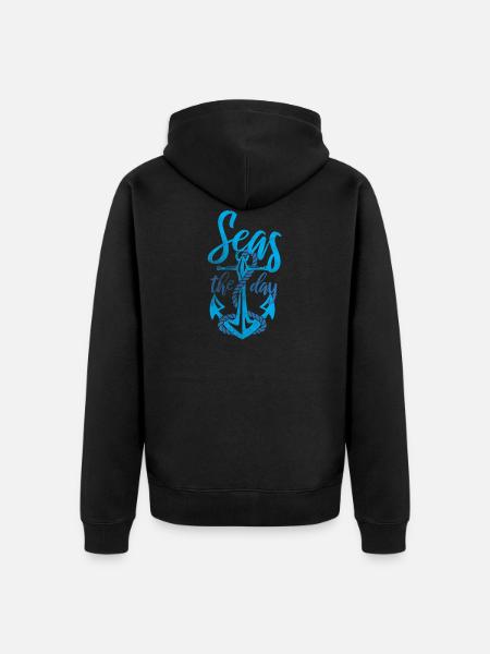 Anchor - Seas the day - Unisex Premium Organic Zip Hoodie - black