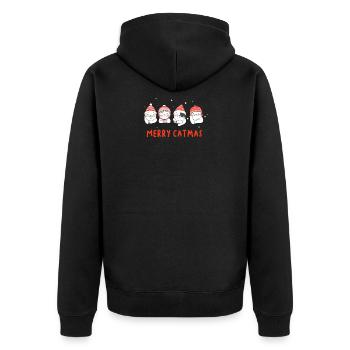 Merry Catmas Cats Gift - Unisex Premium Organic Zip Hoodie - black - Back - Nico (187cm)