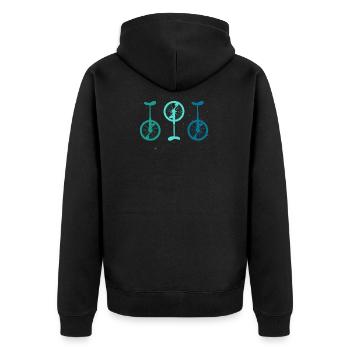Vintage Einräder - Unisex Premium Bio Zip Hoodie - Schwarz - Hinten - Nico (187cm)